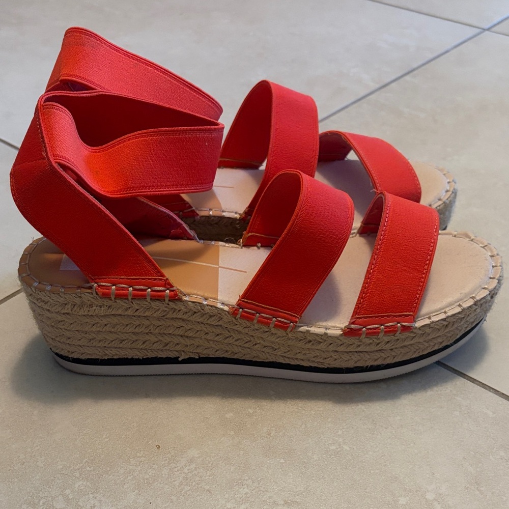 Coral Espadrille Wedge Sandals